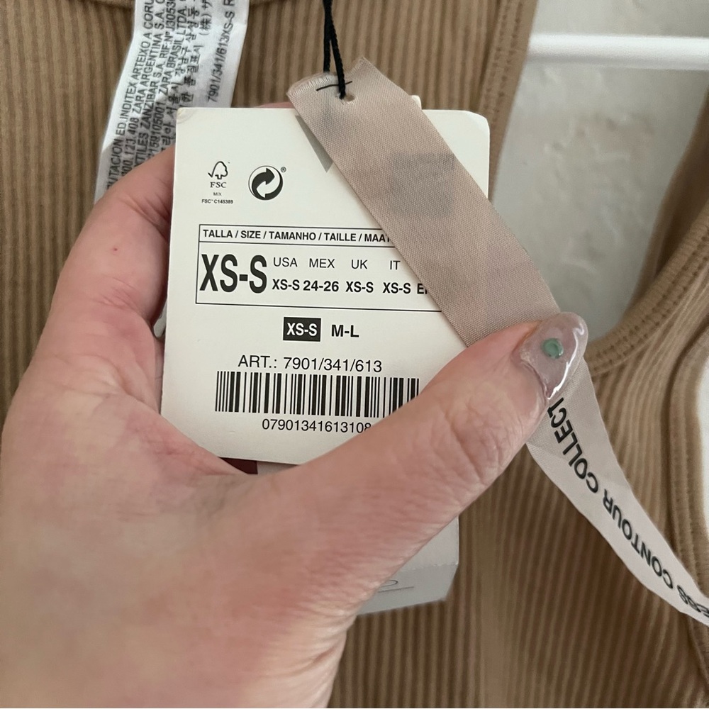NWT Zara Ribbed Tan Cutout Tank Top Limitless Contour Collection - Picture 6 of 7